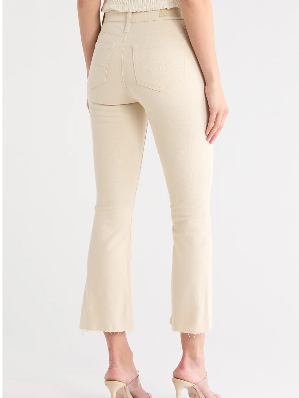 AG Farrah High Waist Raw Hem Crop Bootcut Jeans